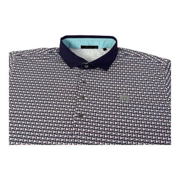 Greyson Other - Greyson Men's 2XL Polo Shirt Blue Pink Geometric Print Short Sleeve Golf Polo